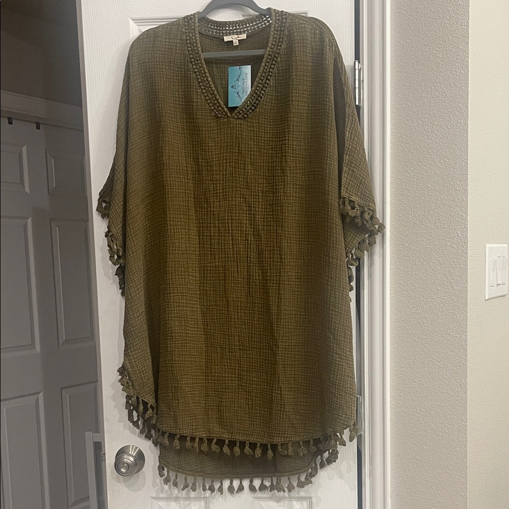 Easel Olive Green Swim Coverup